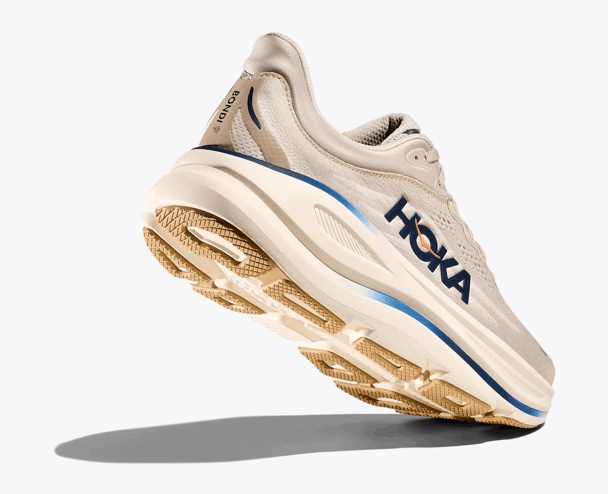 Explore HOKA Men Bondi 9 Wide - Stucco / Grout for trail, outdoor & lifestyle use | Liv Activ Singapore