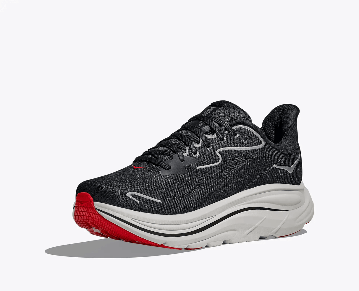 Explore HOKA Men Clifton 10 Wide - Black / Silver for trail, outdoor & lifestyle use | Liv Activ Singapore