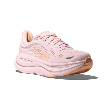 Explore HOKA Women Bondi 9 Wide - Lilac Cream / Tangerine Glow for trail, outdoor & lifestyle use | Liv Activ Singapore