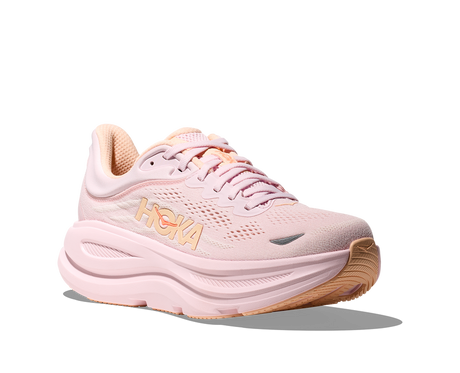 Explore HOKA Women Bondi 9 Wide - Lilac Cream / Tangerine Glow for trail, outdoor & lifestyle use | Liv Activ Singapore