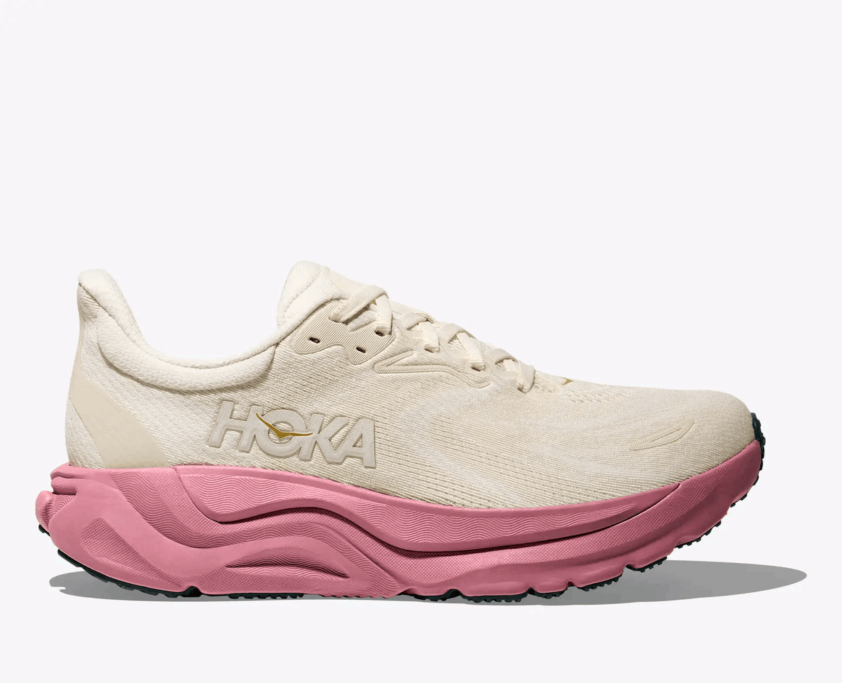 Explore HOKA Women Arahi 8 Wide - Alabaster / Lingonberry for trail, outdoor & lifestyle use | Liv Activ Singapore