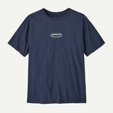 Explore Patagonia Men '95 Oval Logo T-Shirt - New Navy: Kaleido for trail, outdoor & lifestyle use | Liv Activ Singapore