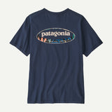 Explore Patagonia Men '95 Oval Logo T-Shirt - New Navy: Kaleido for trail, outdoor & lifestyle use | Liv Activ Singapore