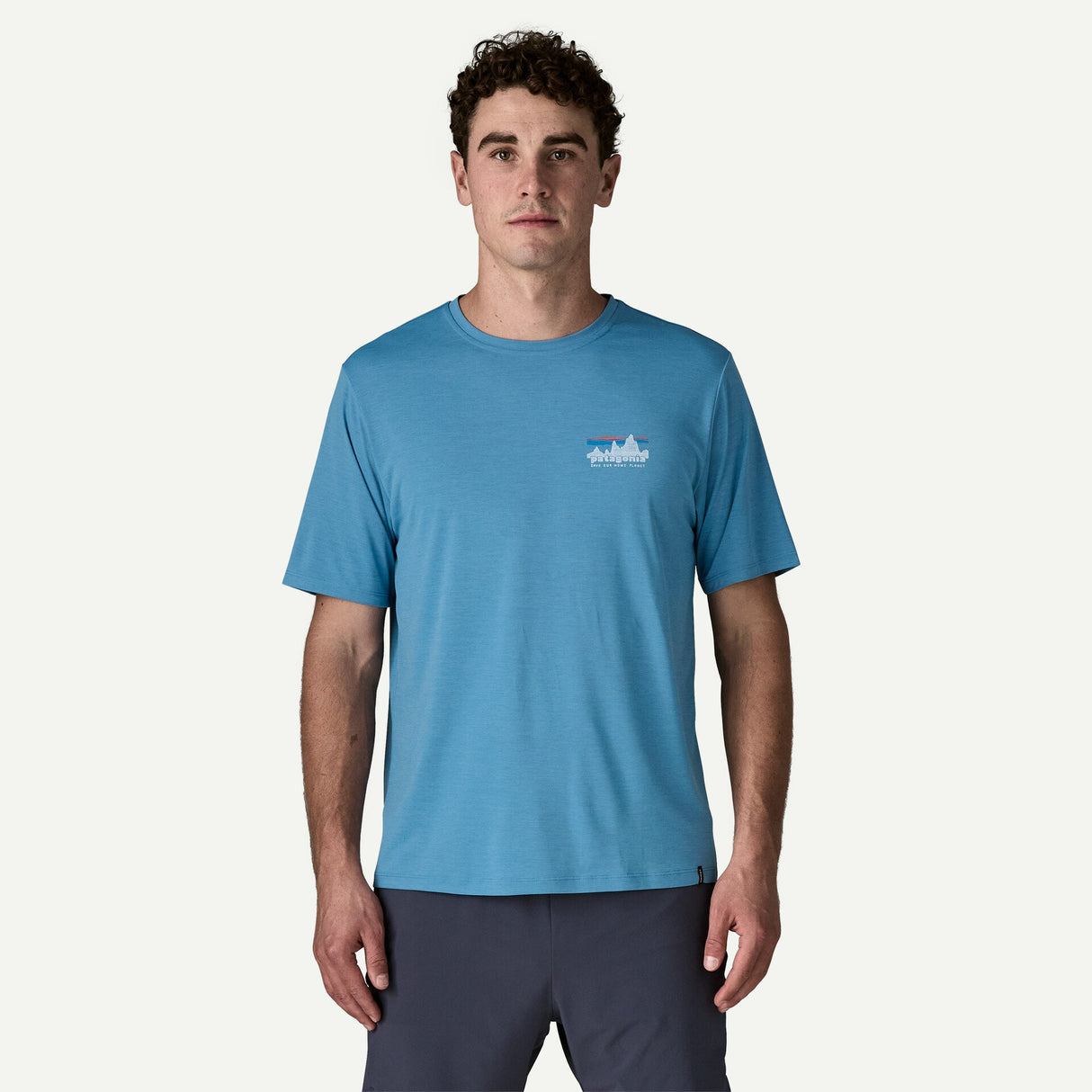Explore Patagonia Men Capilene® Cool Daily Shirt - '73 Skyline - Shore Blue - Light Shore Blue X-Dye for trail, outdoor & lifestyle use | Liv Activ Singapore