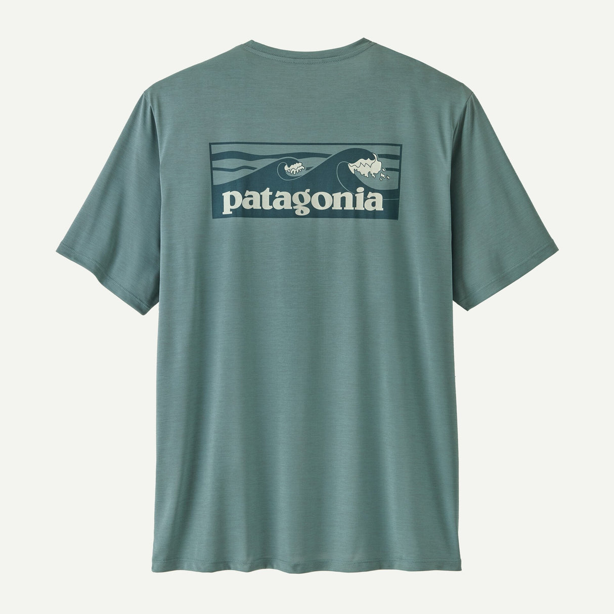 Explore Patagonia Men Men's Capilene® Cool Daily Shirt - Boardshort Logo - Blue Sage - Light Blue Sage X-Dye for trail, outdoor & lifestyle use | Liv Activ Singapore