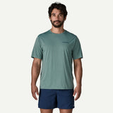 Explore Patagonia Men Men's Capilene® Cool Daily Shirt - Boardshort Logo - Blue Sage - Light Blue Sage X-Dye for trail, outdoor & lifestyle use | Liv Activ Singapore
