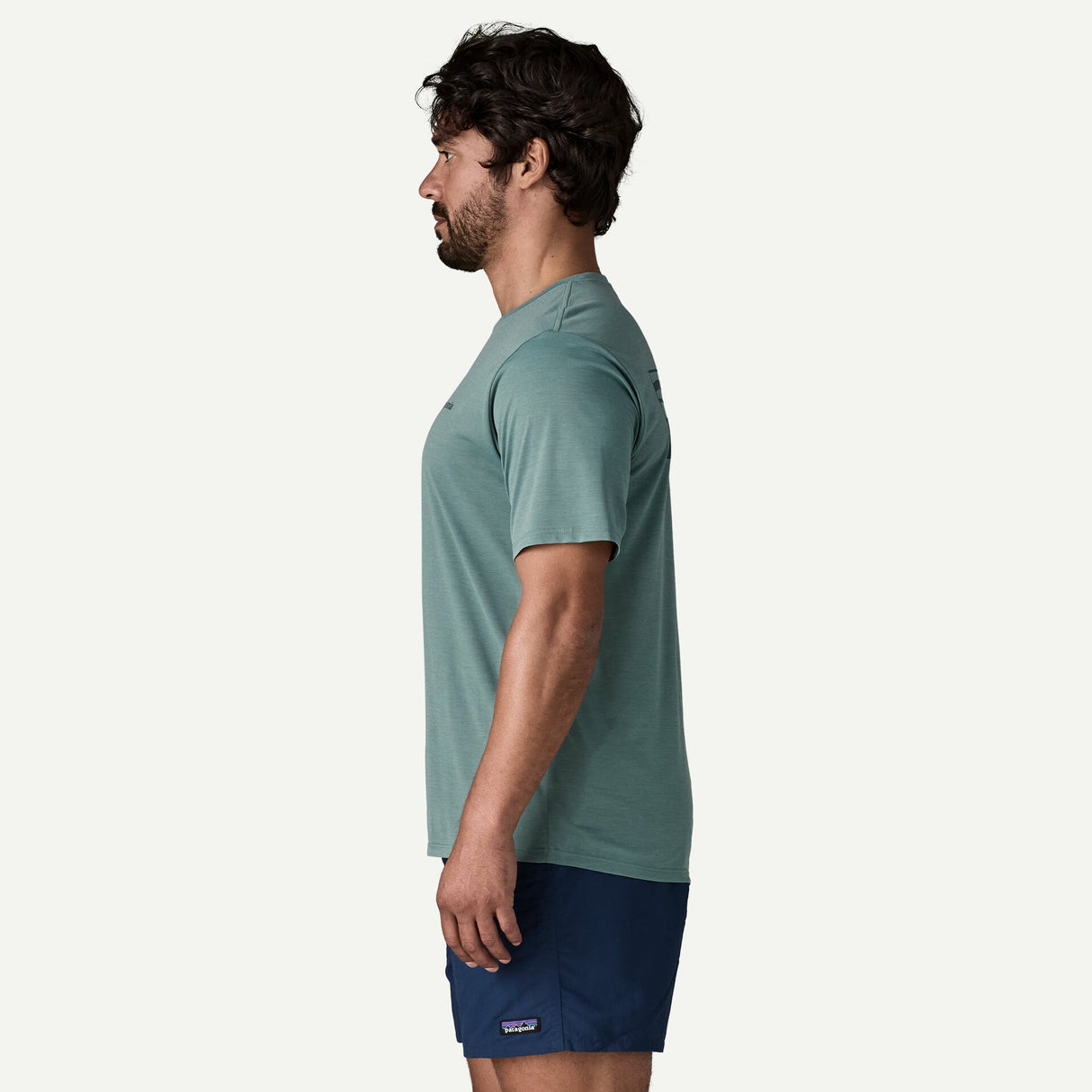 Explore Patagonia Men Men's Capilene® Cool Daily Shirt - Boardshort Logo - Blue Sage - Light Blue Sage X-Dye for trail, outdoor & lifestyle use | Liv Activ Singapore
