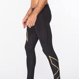 2XU Men Light Speed Compression Tights - Black / Gold Reflective