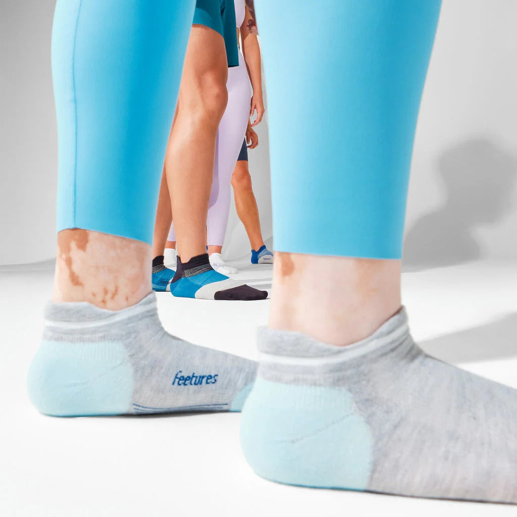 Explore Feetures Active Elite Max Cushion No Show Tab - Gray Sky for trail, outdoor & lifestyle use | Liv Activ Singapore