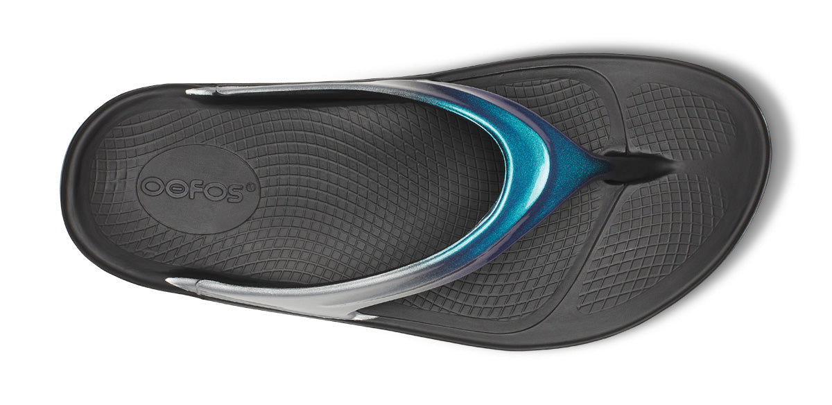 Explore OOFOS Women OOlala Luxe - Shimmer Blue for trail, outdoor & lifestyle use | Liv Activ Singapore