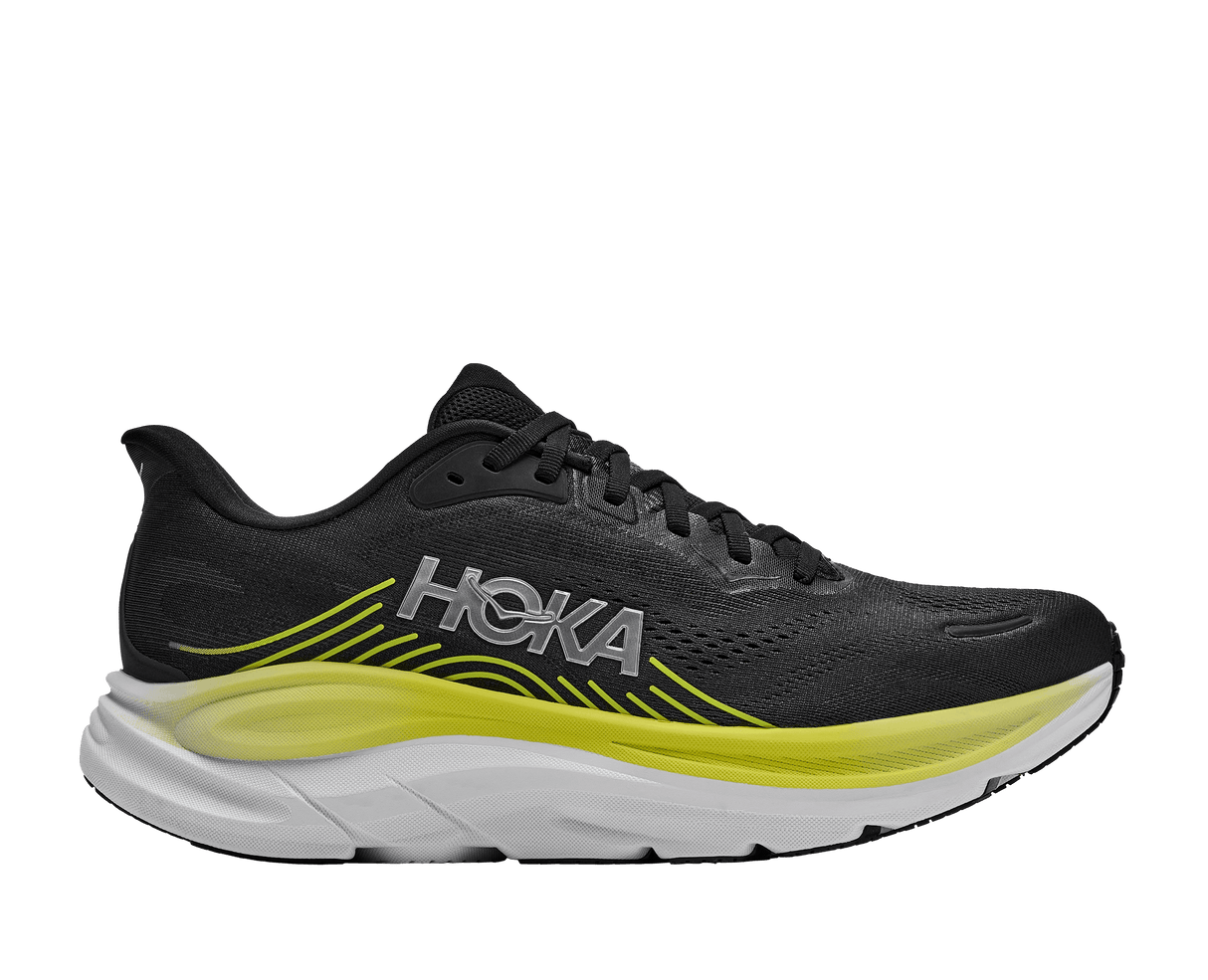 Explore HOKA Men Clifton 11 Wide - Black / Cosmic Grey for trail, outdoor & lifestyle use | Liv Activ Singapore