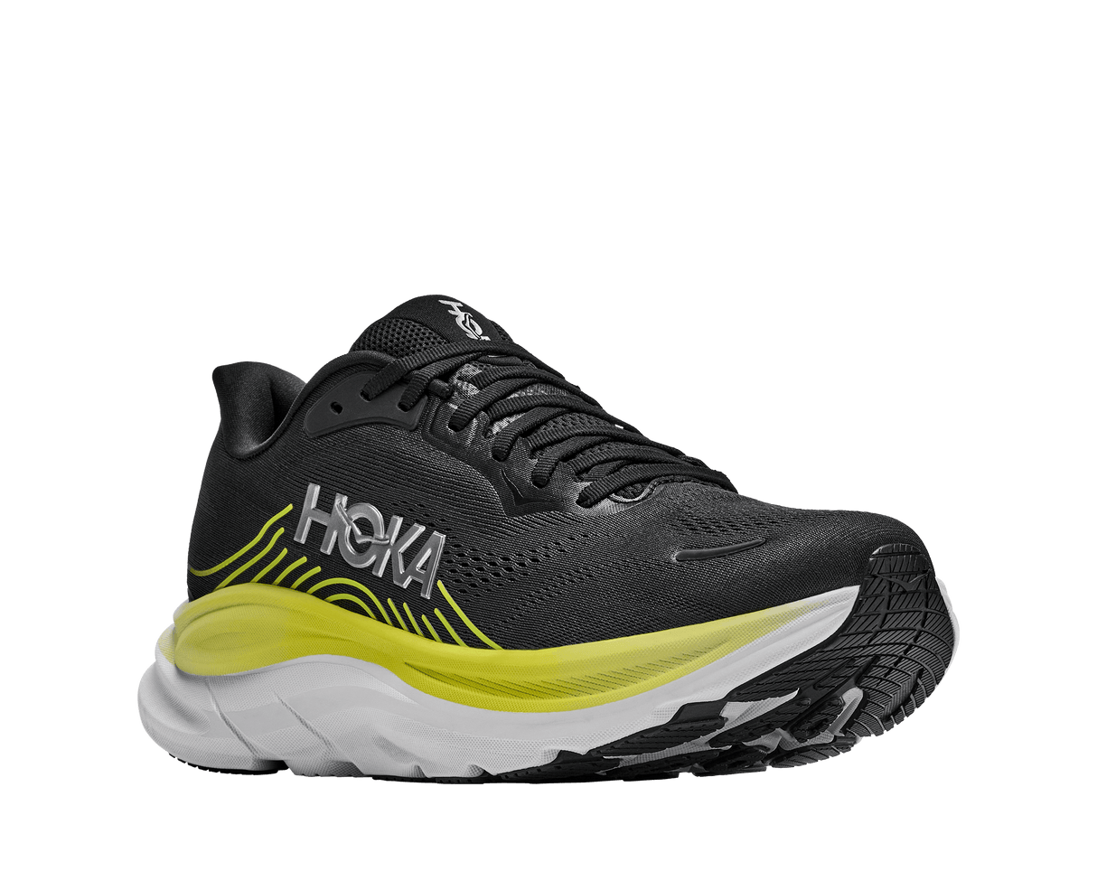 Explore HOKA Men Clifton 11 Wide - Black / Cosmic Grey for trail, outdoor & lifestyle use | Liv Activ Singapore