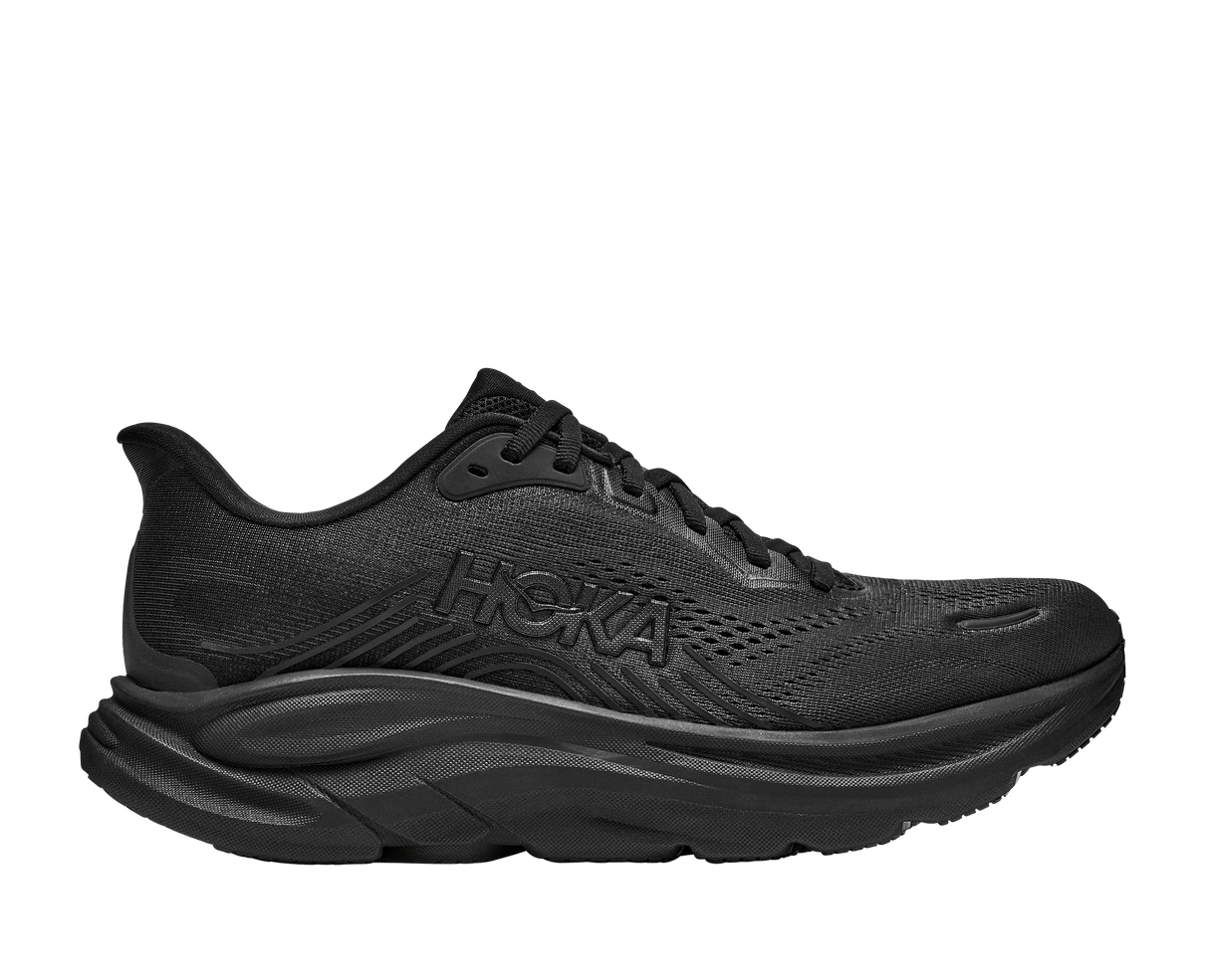 Explore HOKA Men Clifton 11 Wide - Black / Black for trail, outdoor & lifestyle use | Liv Activ Singapore