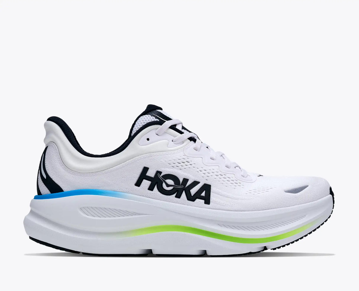 Explore HOKA Men Bondi 9 Wide - Frost / Black for trail, outdoor & lifestyle use | Liv Activ Singapore