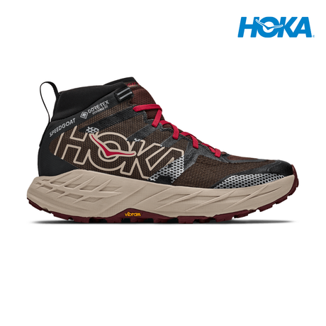 Explore HOKA Men Speedgoat 7 Hike GTX - Spiced Chocolate / River Rock Grey for trail, outdoor & lifestyle use | Liv Activ Singapore