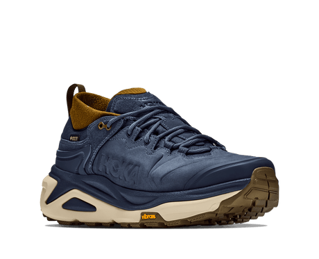 Explore HOKA Men Kaha 3 Low GTX - Varsity Navy / Barley Flour for trail, outdoor & lifestyle use | Liv Activ Singapore