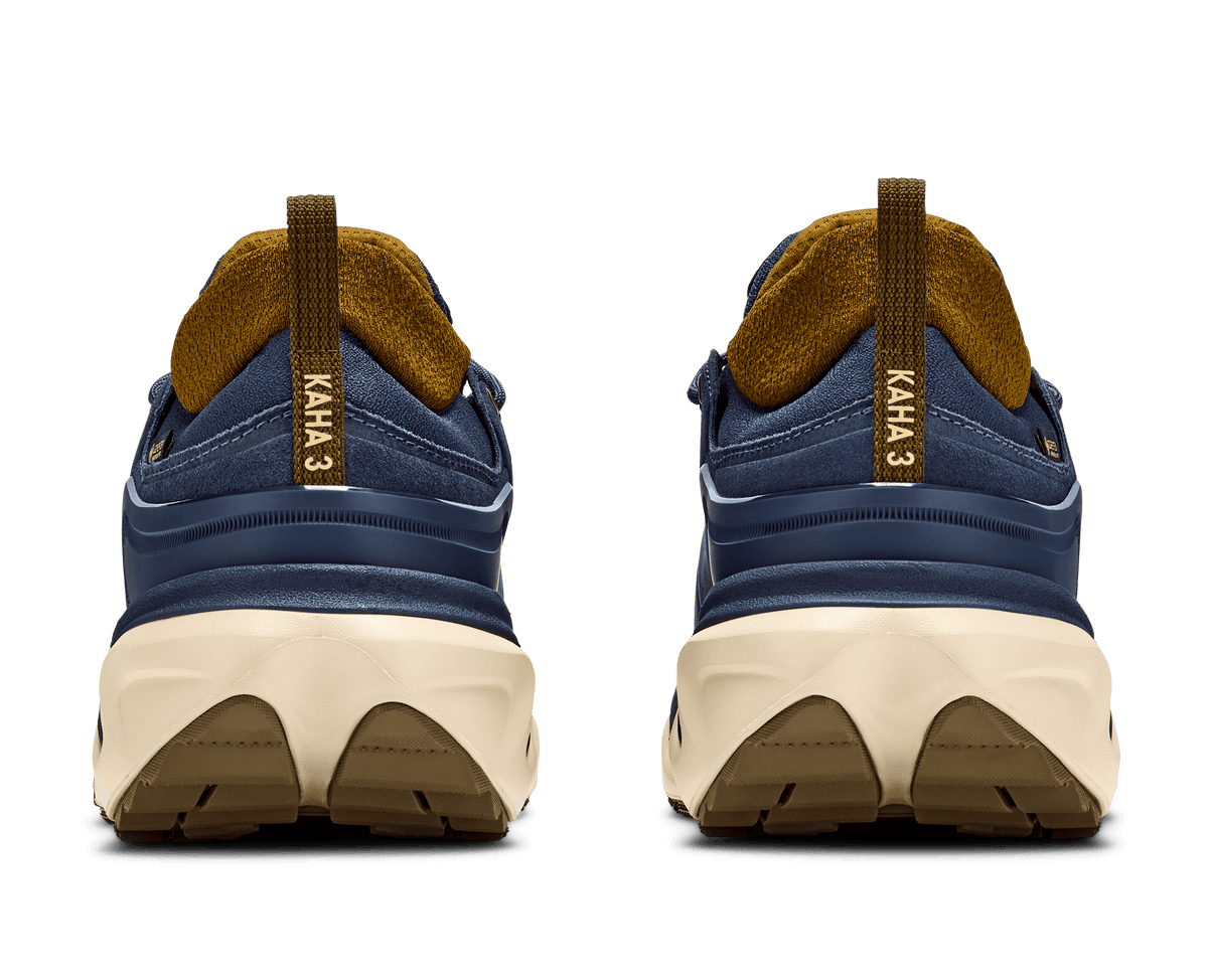 Explore HOKA Men Kaha 3 Low GTX - Varsity Navy / Barley Flour for trail, outdoor & lifestyle use | Liv Activ Singapore