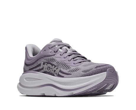 Explore HOKA Women Bondi 9 Wide - Mellow Lilac / Purple Fog for trail, outdoor & lifestyle use | Liv Activ Singapore