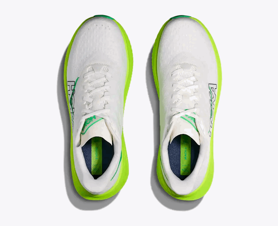 Explore HOKA Men Mach 6 - White / Neon Lime for trail, outdoor & lifestyle use | Liv Activ Singapore