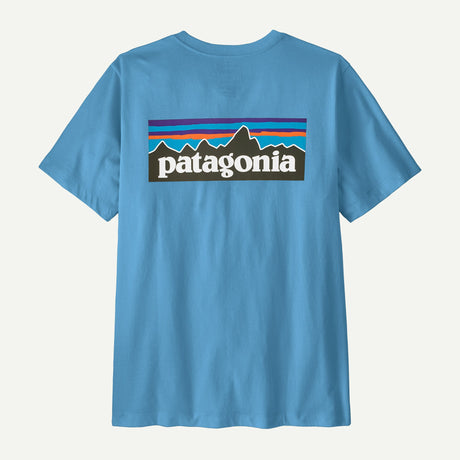 Explore Patagonia Men P-6 Logo T-Shirt - Shore Blue for trail, outdoor & lifestyle use | Liv Activ Singapore