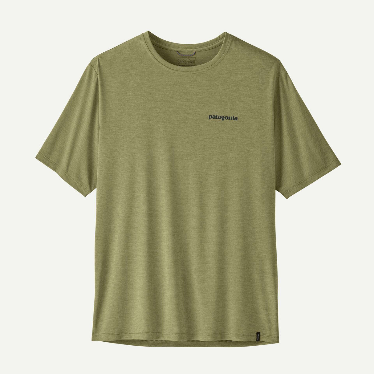 Explore Patagonia Men Capilene® Cool Daily Shirt - Boardshort Logo - Gumtree Green - Light Gumtree Green X-Dye for trail, outdoor & lifestyle use | Liv Activ Singapore
