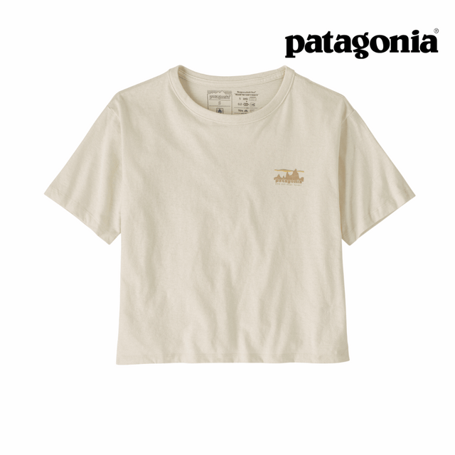 Explore Patagonia Women '73 Skyline Easy-Cut Responsibili-Tee - Birch White for trail, outdoor & lifestyle use | Liv Activ Singapore