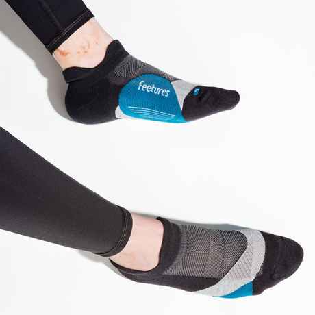 Feetures Active Elite Light Cushion No Show Tab - Black Sea