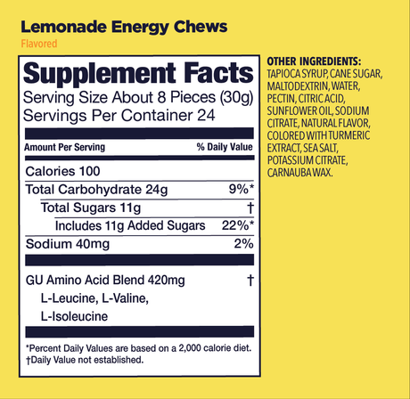 (1 Pack) GU Energy Chews - Lemonade - Expiry Date: Mar 2026