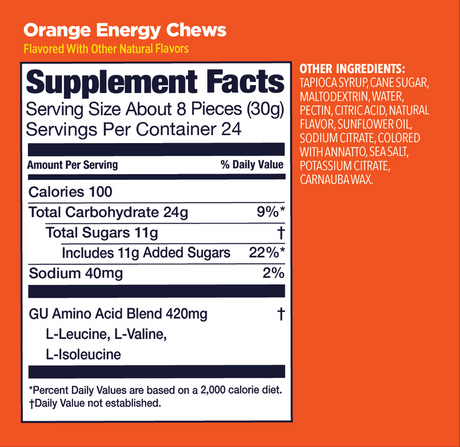 (1 Pack) GU Energy Chews - Orange - Expiry Date: Aug 2026