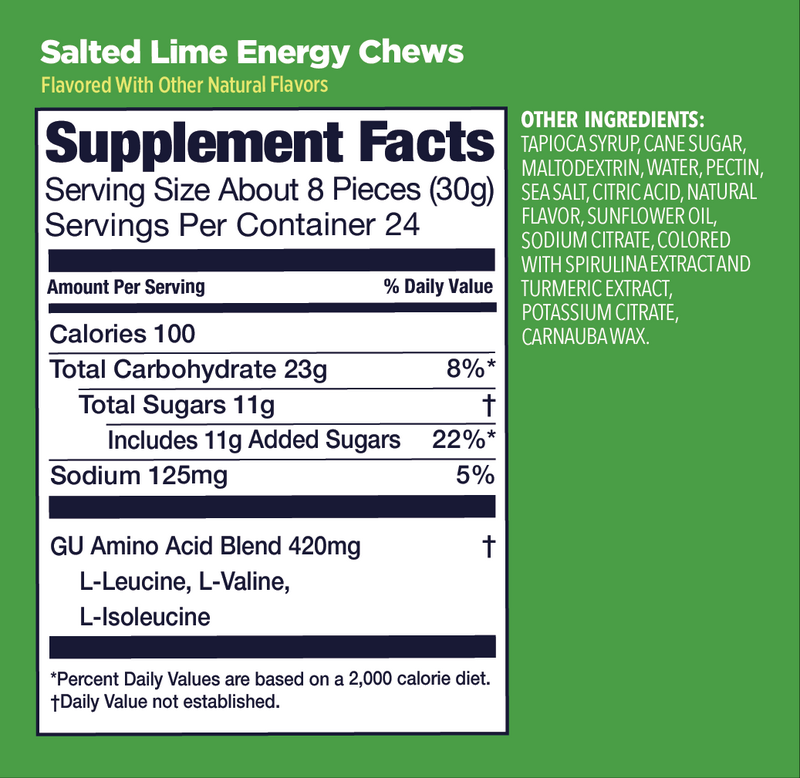 (1 Pack) GU Energy Chews - Salted Lime - Expiry Date: Aug 2026