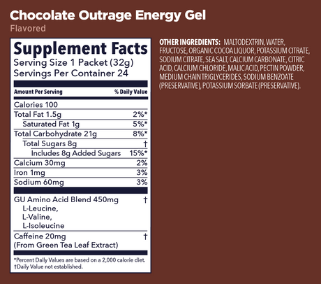 (6 Packs) GU Energy Gel - Chocolate Outrage - Expiry Date: Dec 2026 / Feb 2027