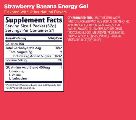 (6 Packs) GU Energy Gel - Strawberry Banana - Expiry Date: Sept / Dec 2026