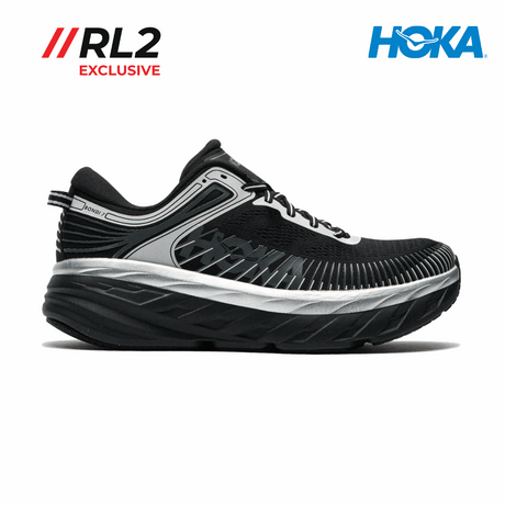 Explore HOKA Men Bondi 7 - Black / Stardust for trail, outdoor & lifestyle use | Liv Activ Singapore