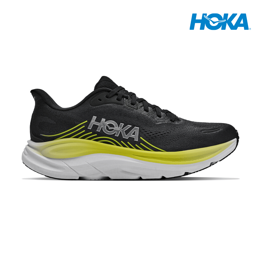 Explore HOKA Men Clifton 11 Wide - Black / Cosmic Grey for trail, outdoor & lifestyle use | Liv Activ Singapore