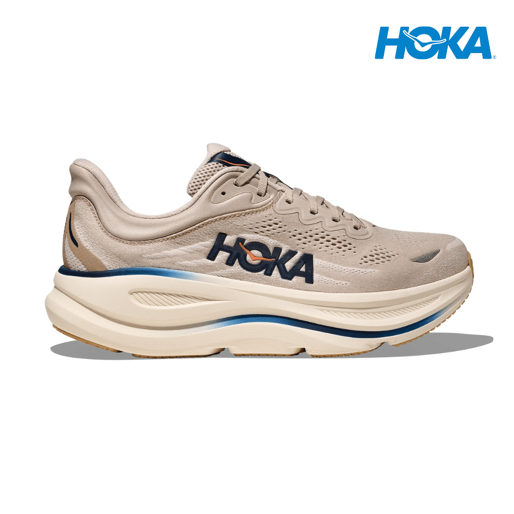 Explore HOKA Men Bondi 9 Wide - Stucco / Grout for trail, outdoor & lifestyle use | Liv Activ Singapore