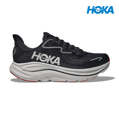 Explore HOKA Men Clifton 10 Wide - Black / Silver for trail, outdoor & lifestyle use | Liv Activ Singapore