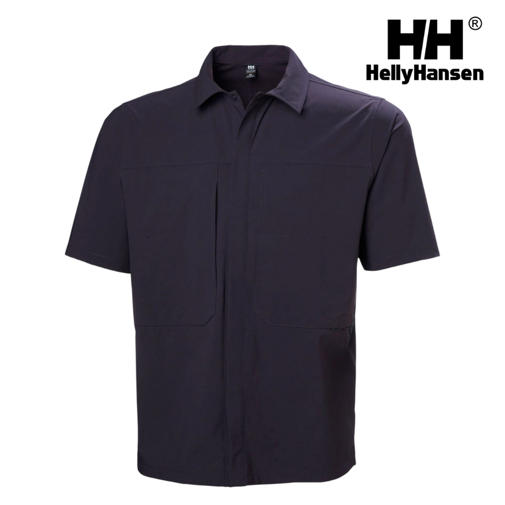 Helly Hansen Men Awe Short Sleeve Softshell Overshirt - Black Grape