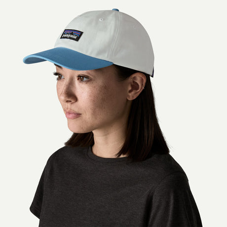 Explore Patagonia P-6 Label Trad Cap - Birch White with Shore Blue for trail, outdoor & lifestyle use | Liv Activ Singapore