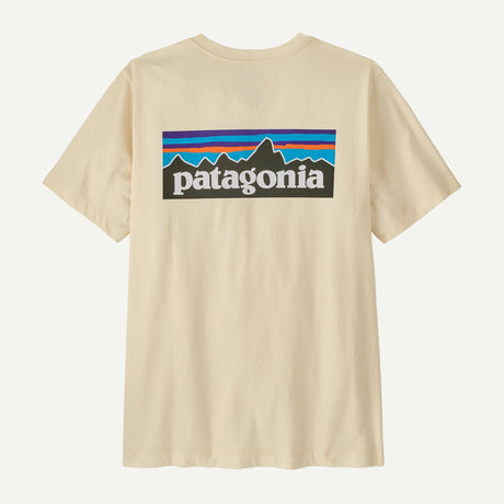 Explore Patagonia Men P-6 Logo T-Shirt - Undyed Natural for trail, outdoor & lifestyle use | Liv Activ Singapore