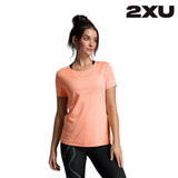 2XU Women Light Speed Tech Tee - Digital Peach / White Reflective