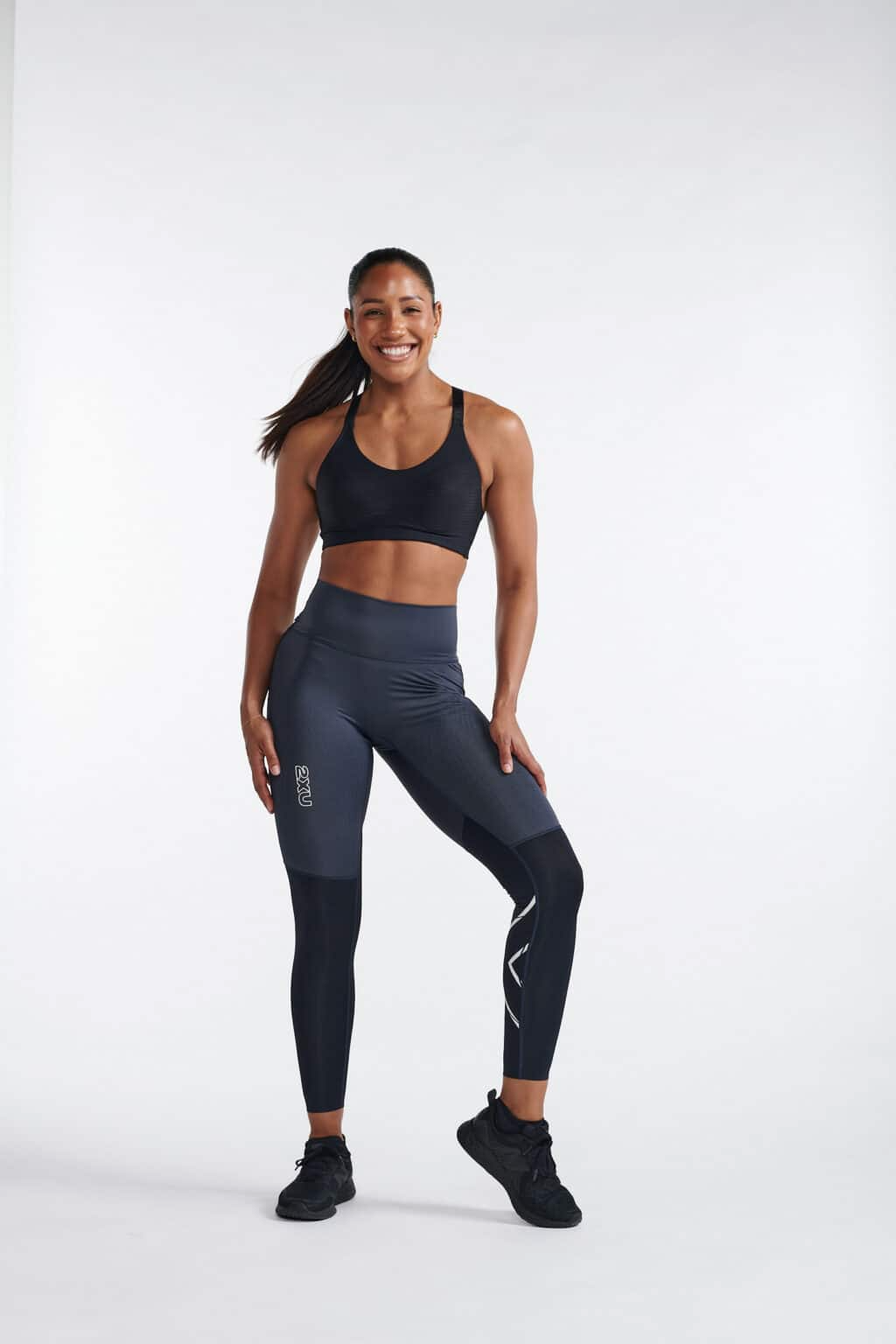 2XU Women Light Speed React Hi-Rise Compression Tights - Black / India Ink