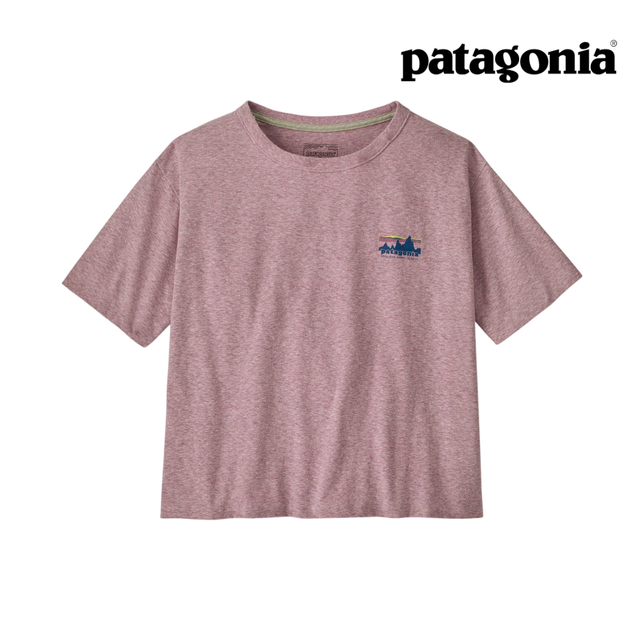 Explore Patagonia Women '73 Skyline Easy-Cut Responsibili-Tee® - Quiet Violet for trail, outdoor & lifestyle use | Liv Activ Singapore