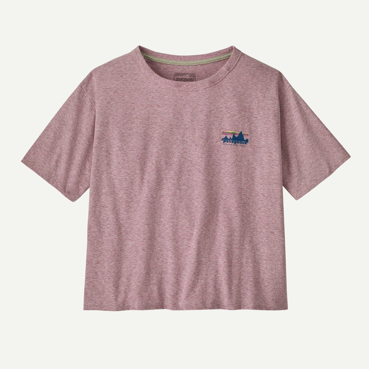 Explore Patagonia Women '73 Skyline Easy-Cut Responsibili-Tee® - Quiet Violet for trail, outdoor & lifestyle use | Liv Activ Singapore
