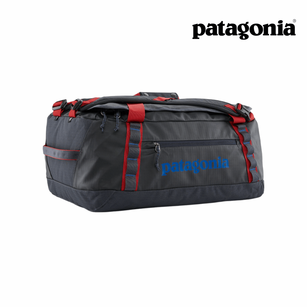Explore Patagonia Black Hole® Duffel Bag 40L - Smolder Blue with Amanita Red for trail, outdoor & lifestyle use | Liv Activ Singapore