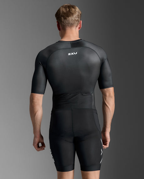 2XU Men Core Sleeved Tri Suit - Black / White