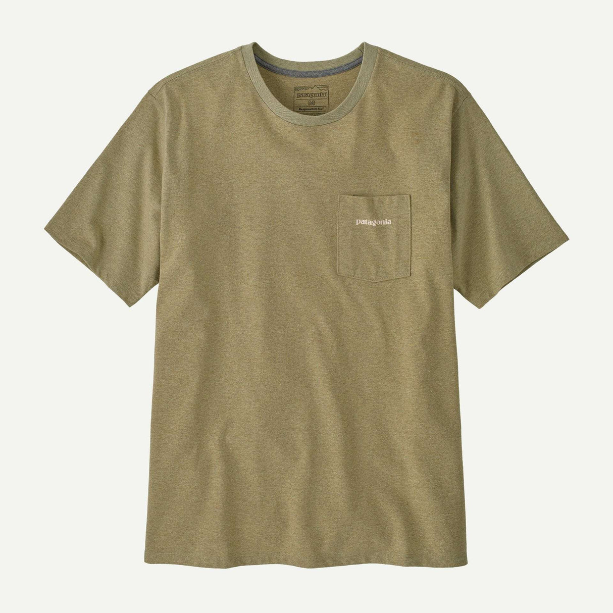 Explore Patagonia Men Boardshort Logo Pocket Responsibili-Tee - Gumtree Green for trail, outdoor & lifestyle use | Liv Activ Singapore