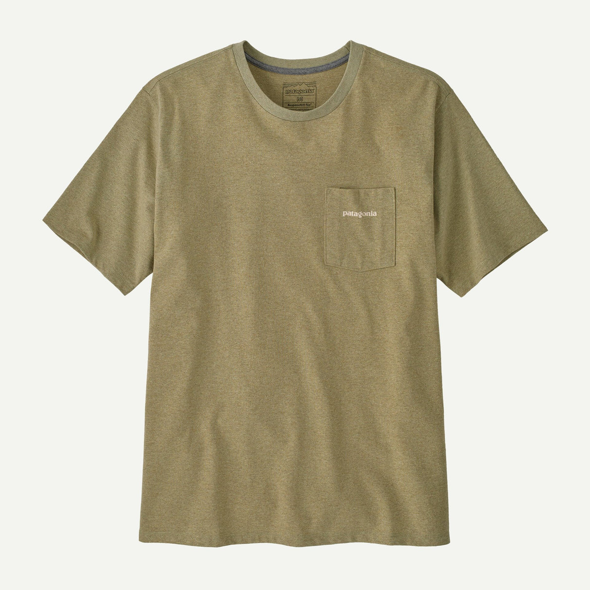 Explore Patagonia Men Boardshort Logo Pocket Responsibili-Tee - Gumtree Green for trail, outdoor & lifestyle use | Liv Activ Singapore
