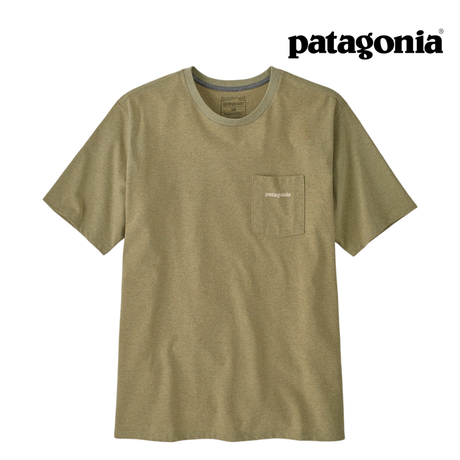 Explore Patagonia Men Boardshort Logo Pocket Responsibili-Tee - Gumtree Green for trail, outdoor & lifestyle use | Liv Activ Singapore