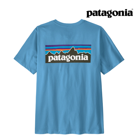 Explore Patagonia Men P-6 Logo T-Shirt - Shore Blue for trail, outdoor & lifestyle use | Liv Activ Singapore