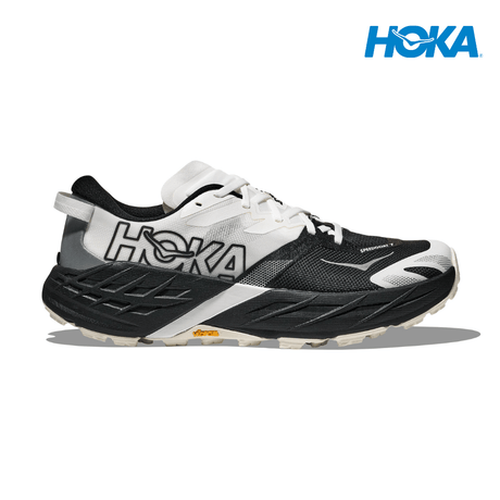 Explore HOKA Women Speedgoat 7 Wide - Black / White for trail, outdoor & lifestyle use | Liv Activ Singapore